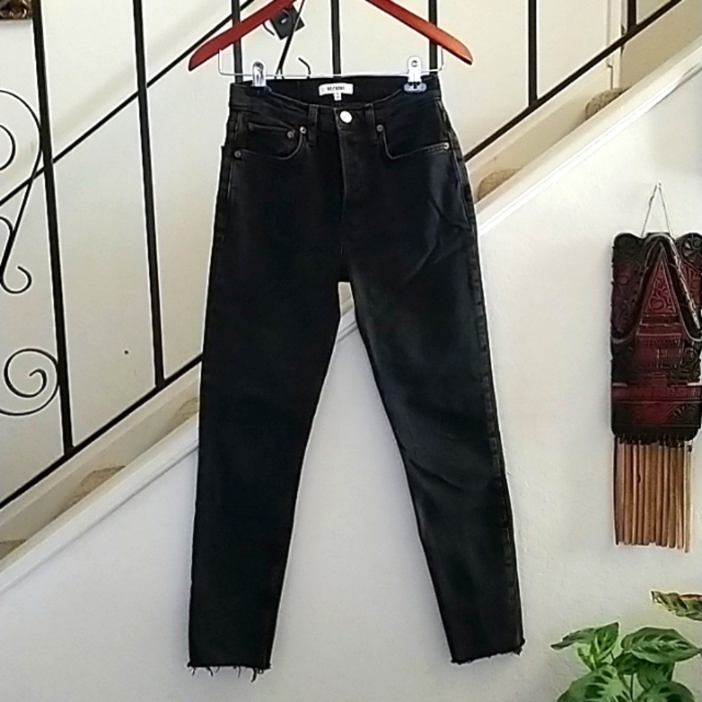 RE/DONE Originals High Rise Ankle Crop Jeans in Faded Stone Size 26